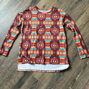 Aztec Leopard Crew Long sleeve top NWOT